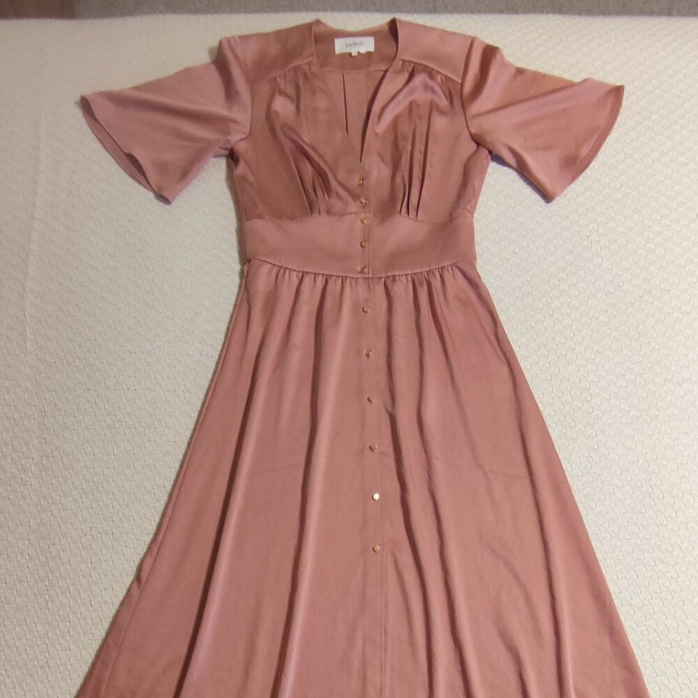 ba&sh $385 Pamela Pink Flowing Shirt Dress, S